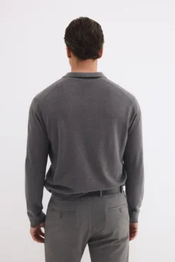 Camisola polo manga comprida em linho