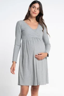 Camisola pré-mamã Camisa de dormir com decote cruzado