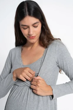 Camisola pré-mamã Camisa de dormir com decote cruzado