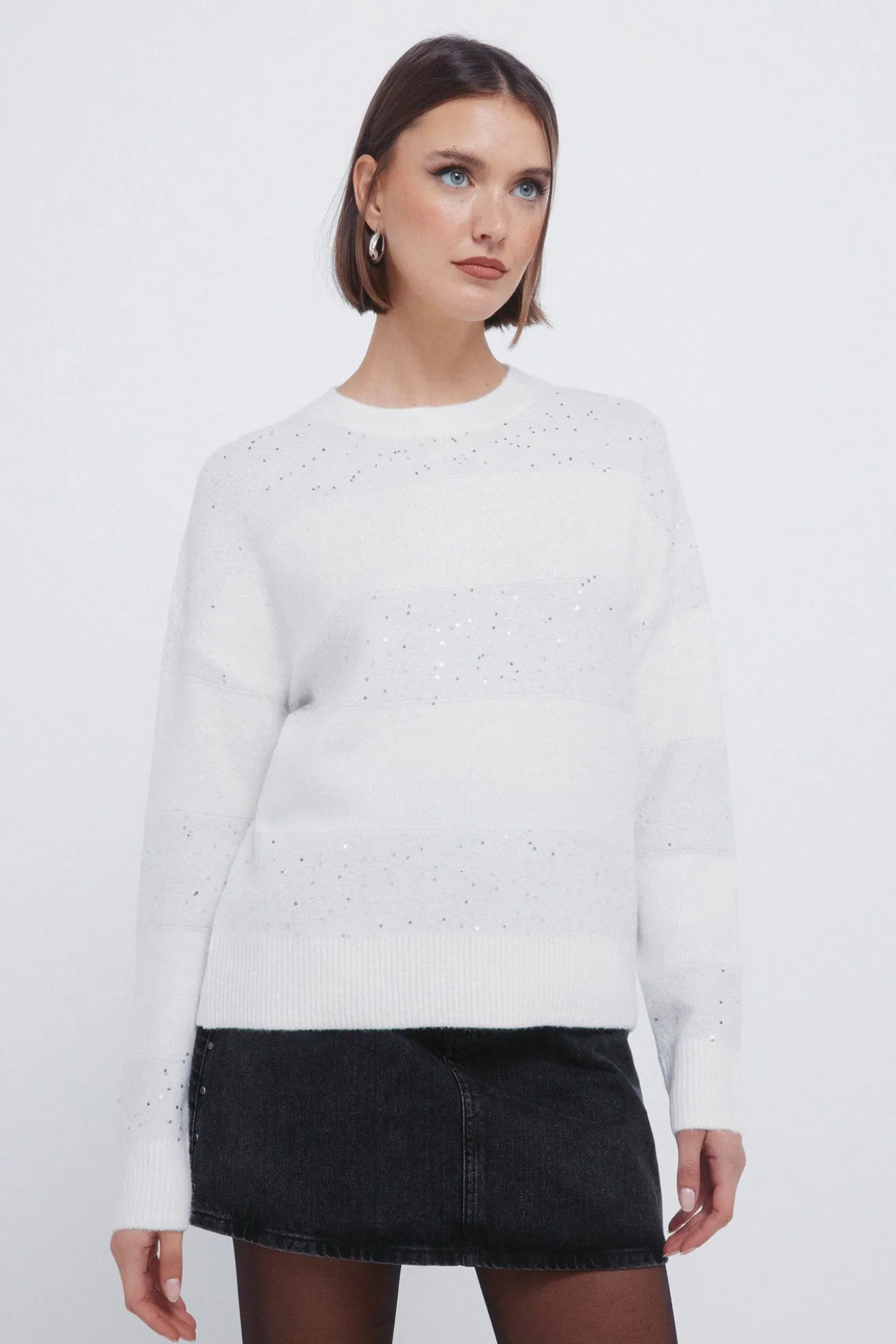 Camisola riscas com lantejoulas