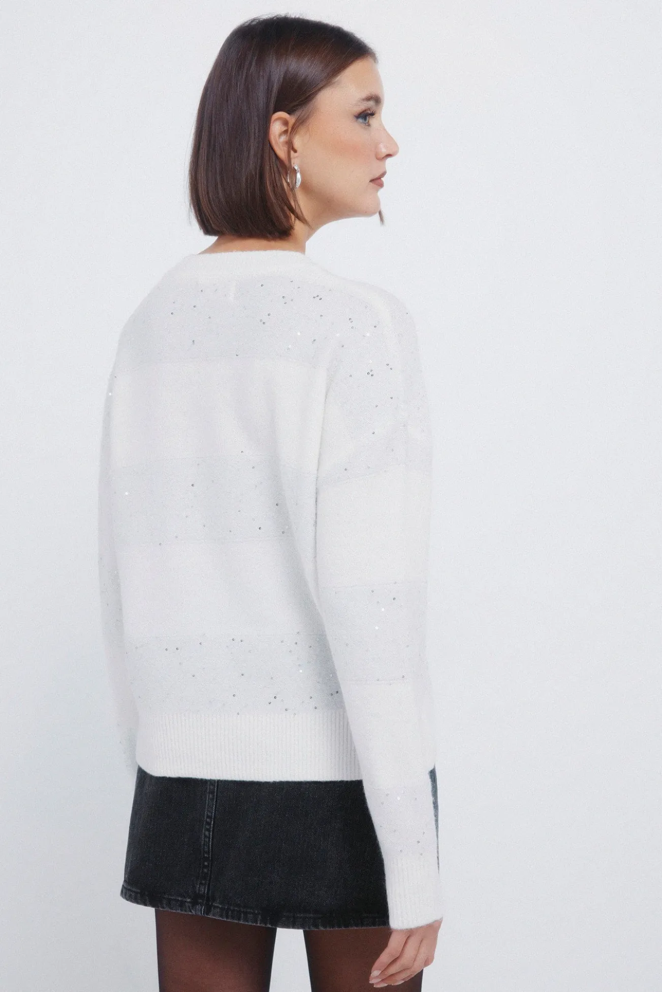 Camisola riscas com lantejoulas