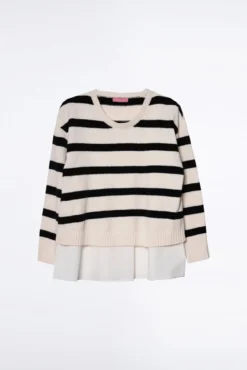 Camisola riscas de chenille com blusa