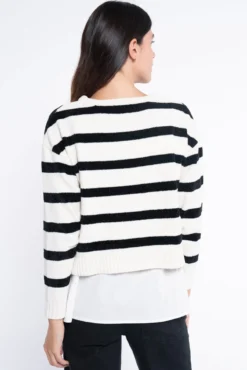 Camisola riscas de chenille com blusa