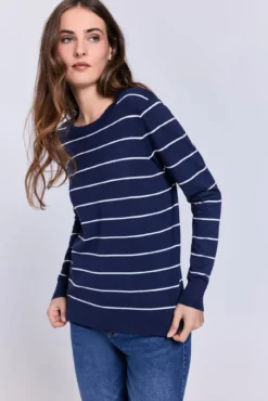 Camisola riscas gola redonda