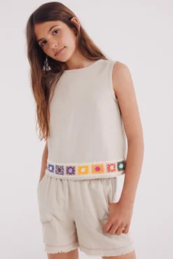 Cano baixo de crochet para meninas