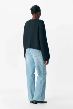 Cardigan de lã com gola redonda