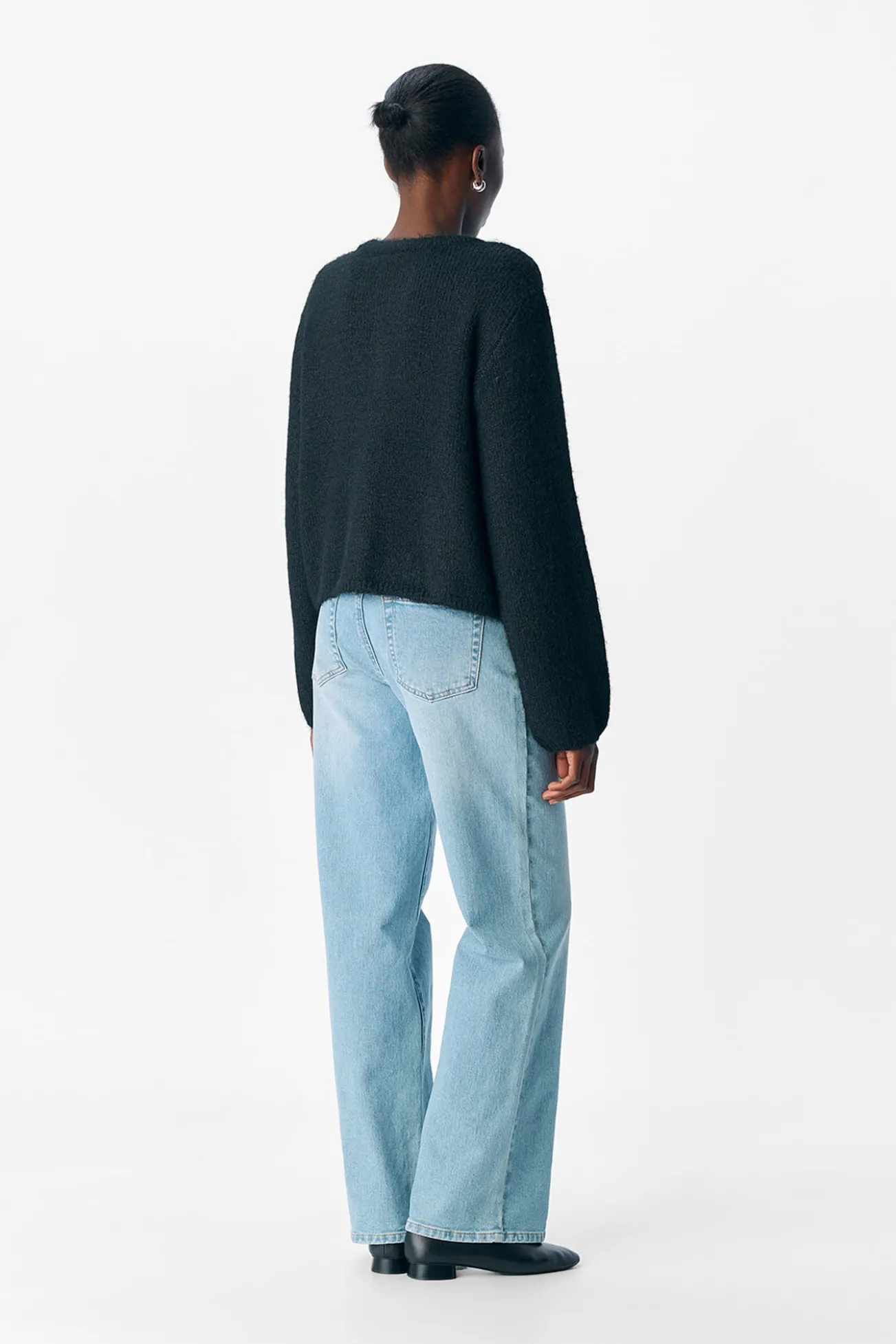Cardigan de lã com gola redonda