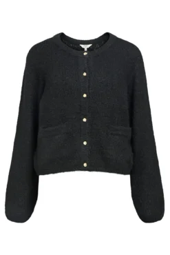 Cardigan de lã com gola redonda