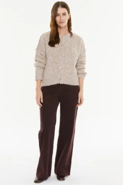 Cardigan de pele com botões