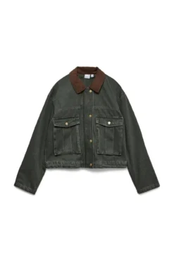 Casaco curta com gola contrastante