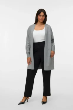 Casaco de malha longo plus size