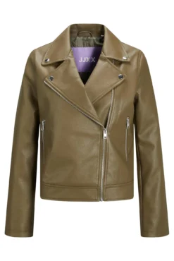 Casaco estilo biker de efeito pele
