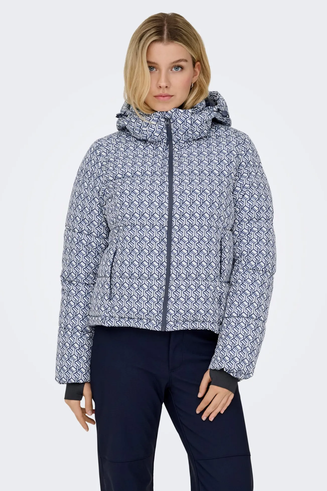 Casaco ski acolchoado técnico estampado para mulher