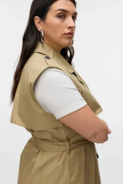 Colete longo trespassado plus size