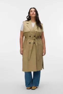 Colete longo trespassado plus size