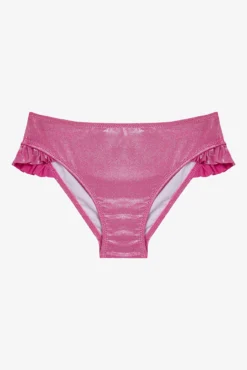 Conjunto de biquíni com folho e glitter rosa