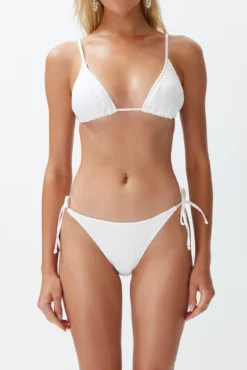 Conjunto de biquíni triangular brocado
