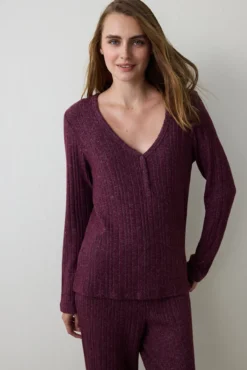 Conjunto de calça Cozy Time Maroon Ls