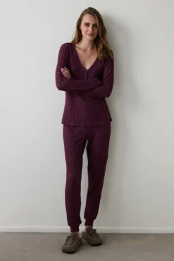 Conjunto de calça Cozy Time Maroon Ls