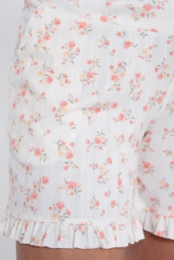 Conjunto de pijama canelado floral para pré-mamã
