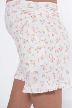 Conjunto de pijama canelado floral para pré-mamã
