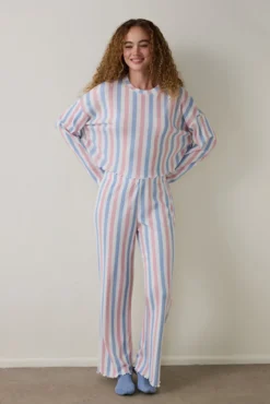 Conjunto de pijama térmico Moonlight com gola redonda redonda e manga comprida