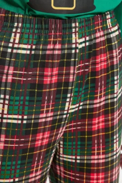 Conjunto de pijama xadrez verde de Natal