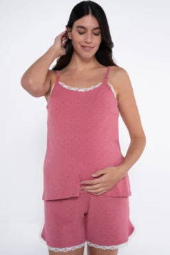 Conjunto pijama pré-mamã com estampado de bolinhas