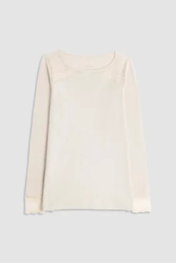 Cream long sleeve round neck jersey