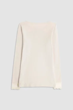Cream long sleeve round neck jersey