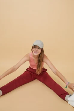 Crop top decote V sem costuras vermelho-escuro