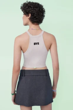 Crop top halter sem costuras cinzento
