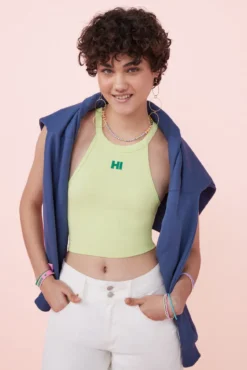 Crop top halter sem costuras verde