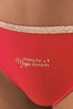 Cueca clássica de algodão lurex vermelho