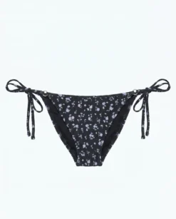 Cueca de biquíni clássica de tiras com mini flores azul