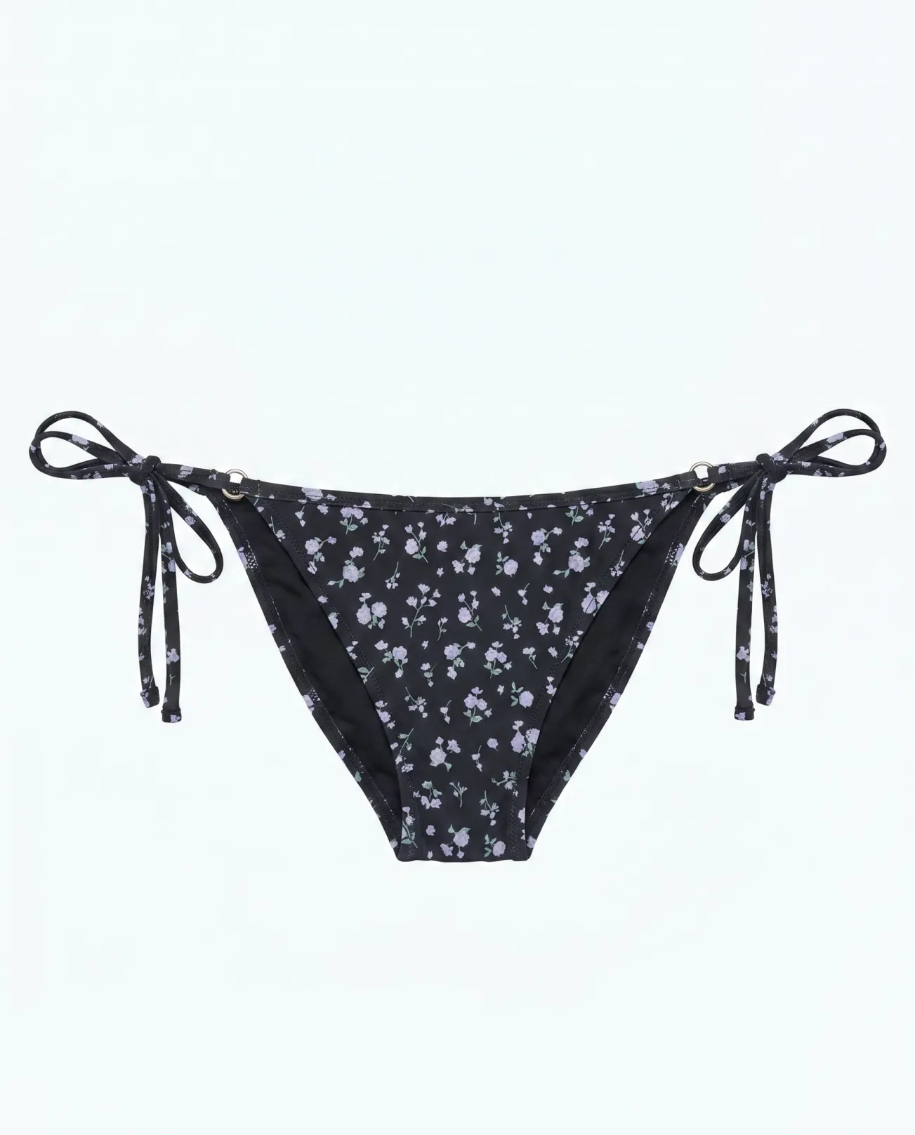 Cueca de biquíni clássica de tiras com mini flores azul