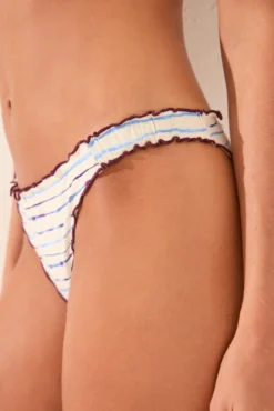 Cueca de biquíni riscas azul clássica