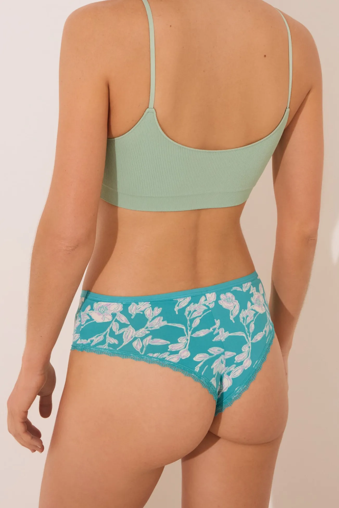 Cueca larga brasileira de microfibra com estampado verde