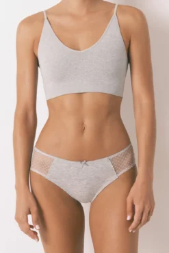 Cueca larga de tule de tule cinza médio