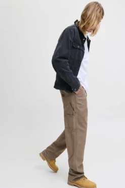 Denim cargo calça