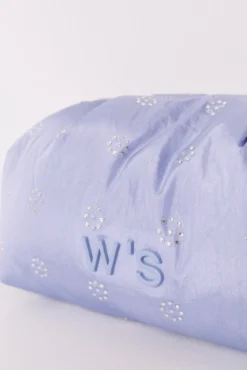 Grande nécessaire acolchoada com strass azul