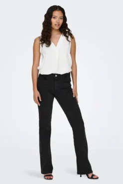 Jeans flare tiro alto