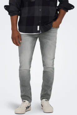 Jeans slim cinzento-escuro