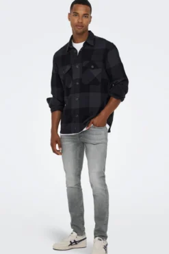 Jeans slim cinzento-escuro