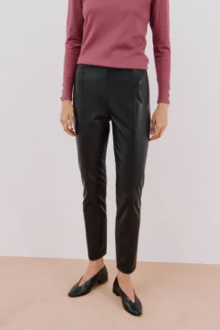 Leggings femininas de polipele sintético elástico