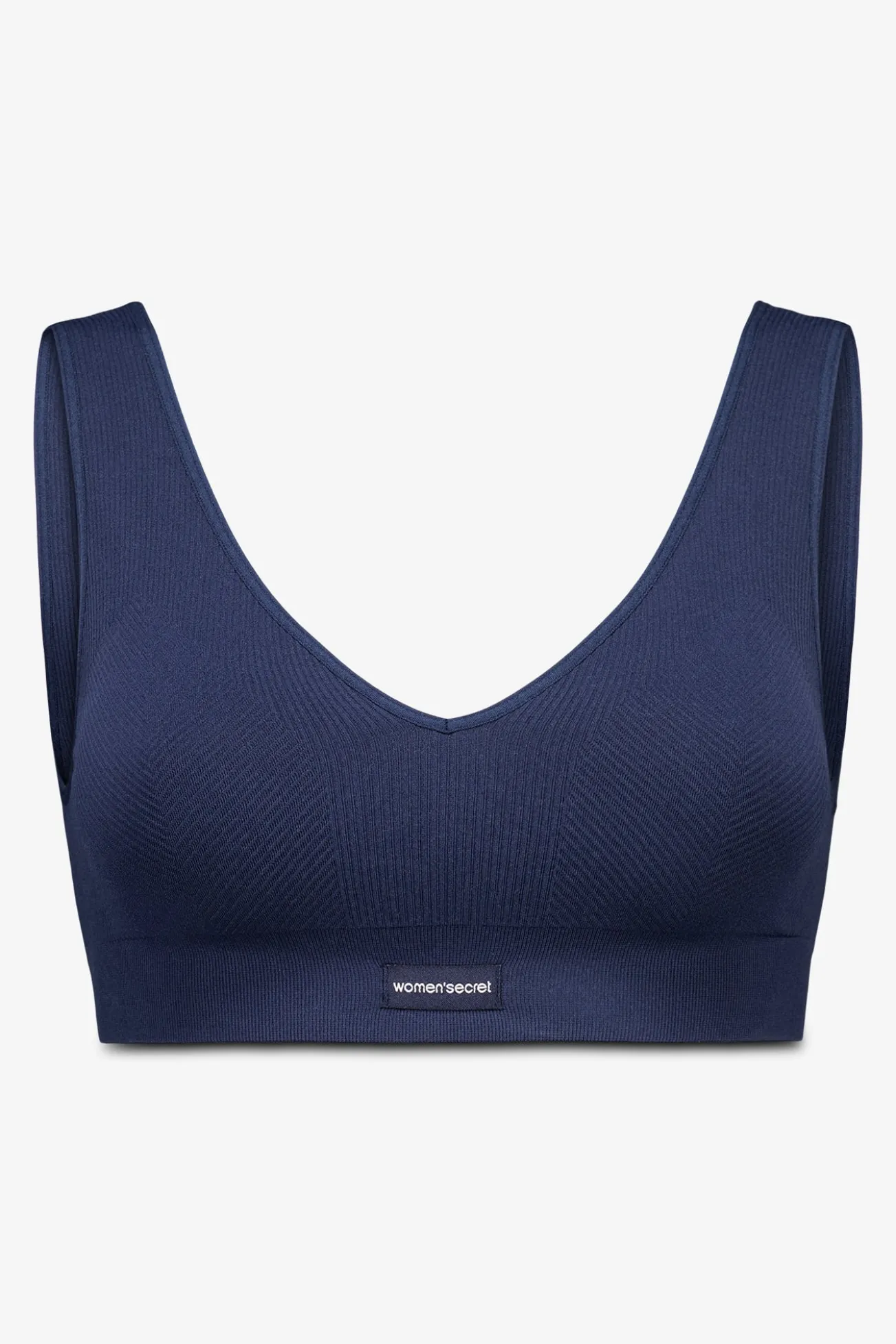 LOVELY top azul escuro canelado sem costura
