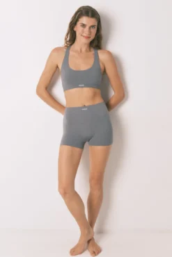 LOVELY top xadrez cinza claro sem costura