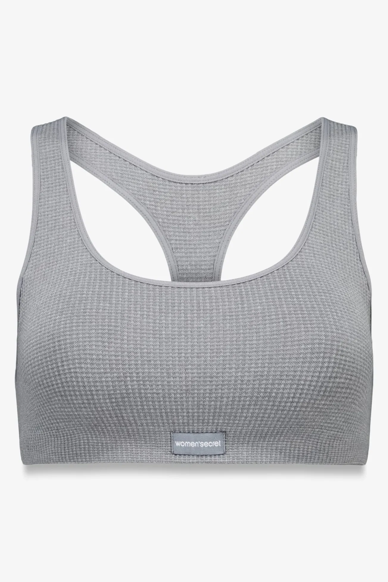 LOVELY top xadrez cinza claro sem costura