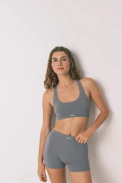 LOVELY top xadrez cinza claro sem costura