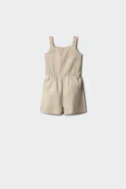 Macacão curto de linho para menina